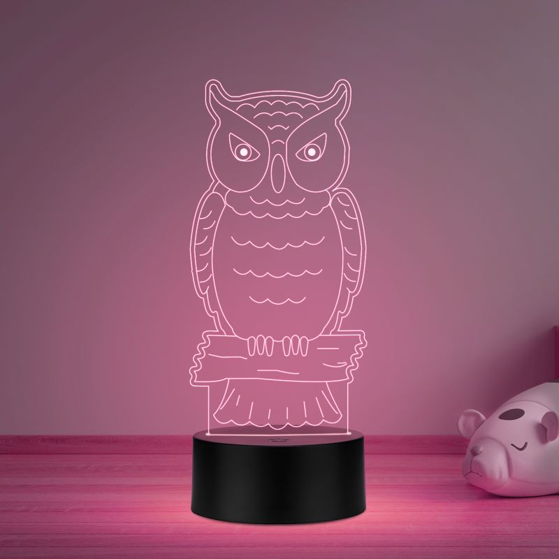 3D Illusion owl Night lamp with Multicolored Light  for Gift For Kids, Room Decor Light